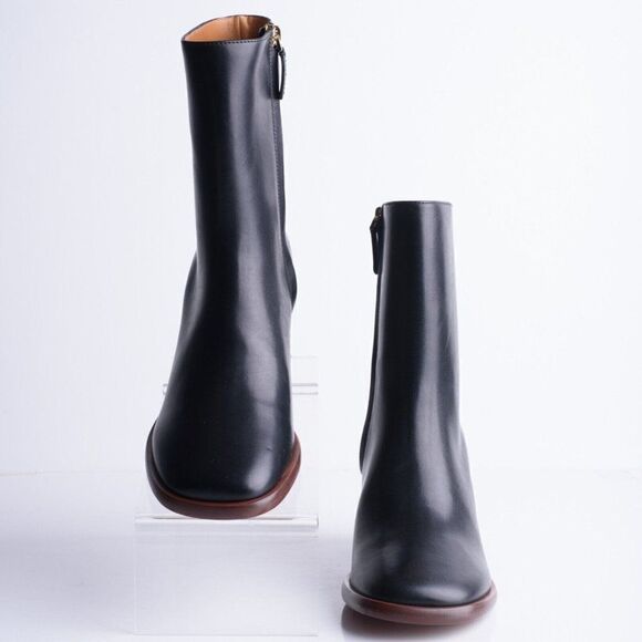 Chloe Womens Meganne Leather Ankle Boots Booties Black EU 35.6 US 6.5 Block Heel - Picture 3 of 9